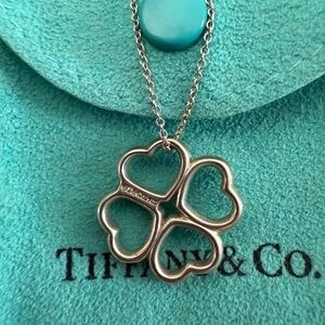 Tiffany & Co. Sterling Silver Heart Clover Necklace